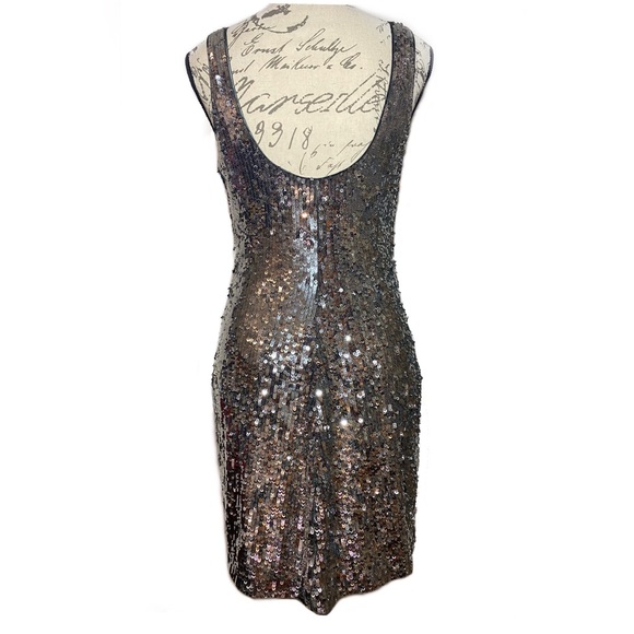 Bebe Sequined Silver Dress Size 6 - Picture 2 of 9